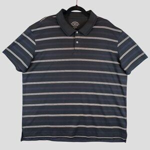 St. Johns Bay  Quick-Dri Navy Blue Striped Polo Shirt Mens XL